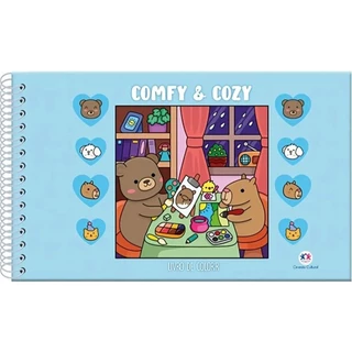Comfy & Cozy Azul  - Livro de Colorir Caderno de Desenho Pintura Coloring Book Capa Dura em Oferta na Shopee