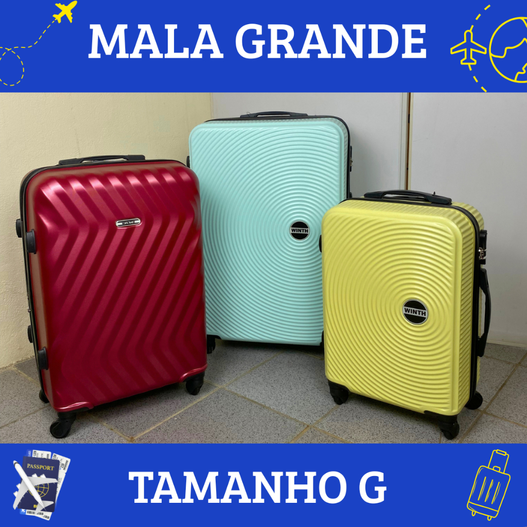 Mala Bolsa De Viagem Capacidade 50 Kg Grande Média Pequena Com Rodinhas ...