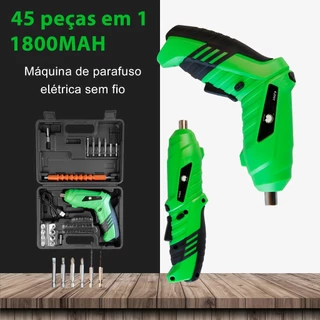 Parafusadeira Portátil Sem Fio 45 Peças Chaves Fenda Broca Philips Usb Com Maleta 4,8V Furadeira
