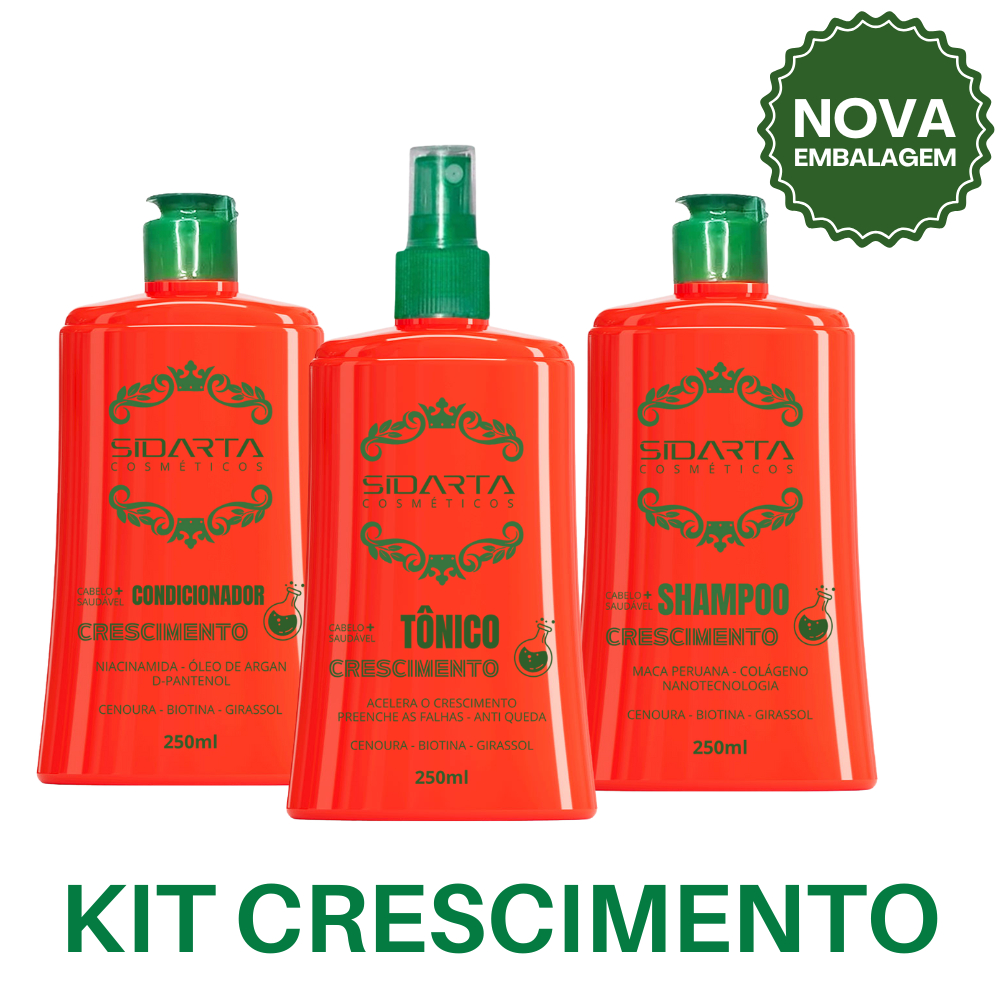 💣 Kit (3X3F) Sidarta Crescimento Capilar Tonico Explosivo + Shampoo ...