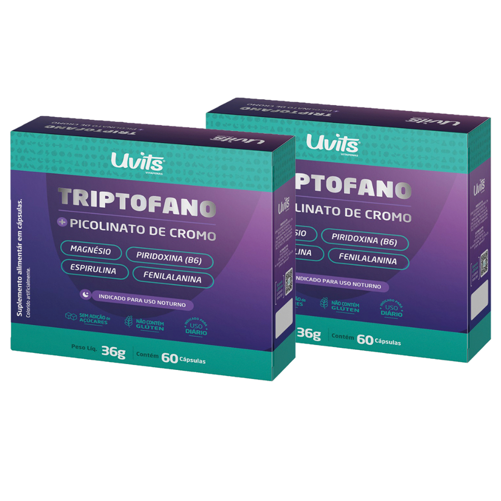 2x Triptofano 5htp Serotonina + Picolinato de Cromo Total 120 Cáps