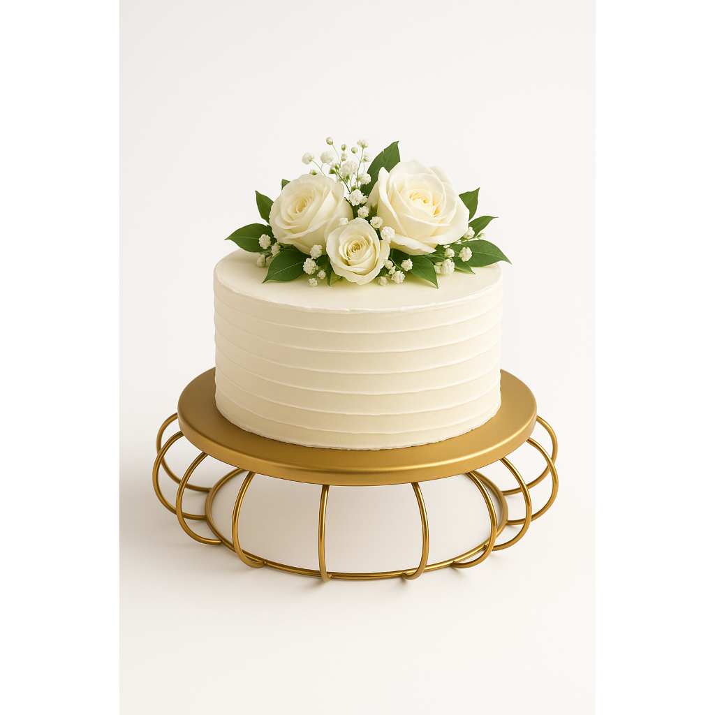 Suporte para Bolo Decorativo em Metal Dourado, 30 cm x 12 cm