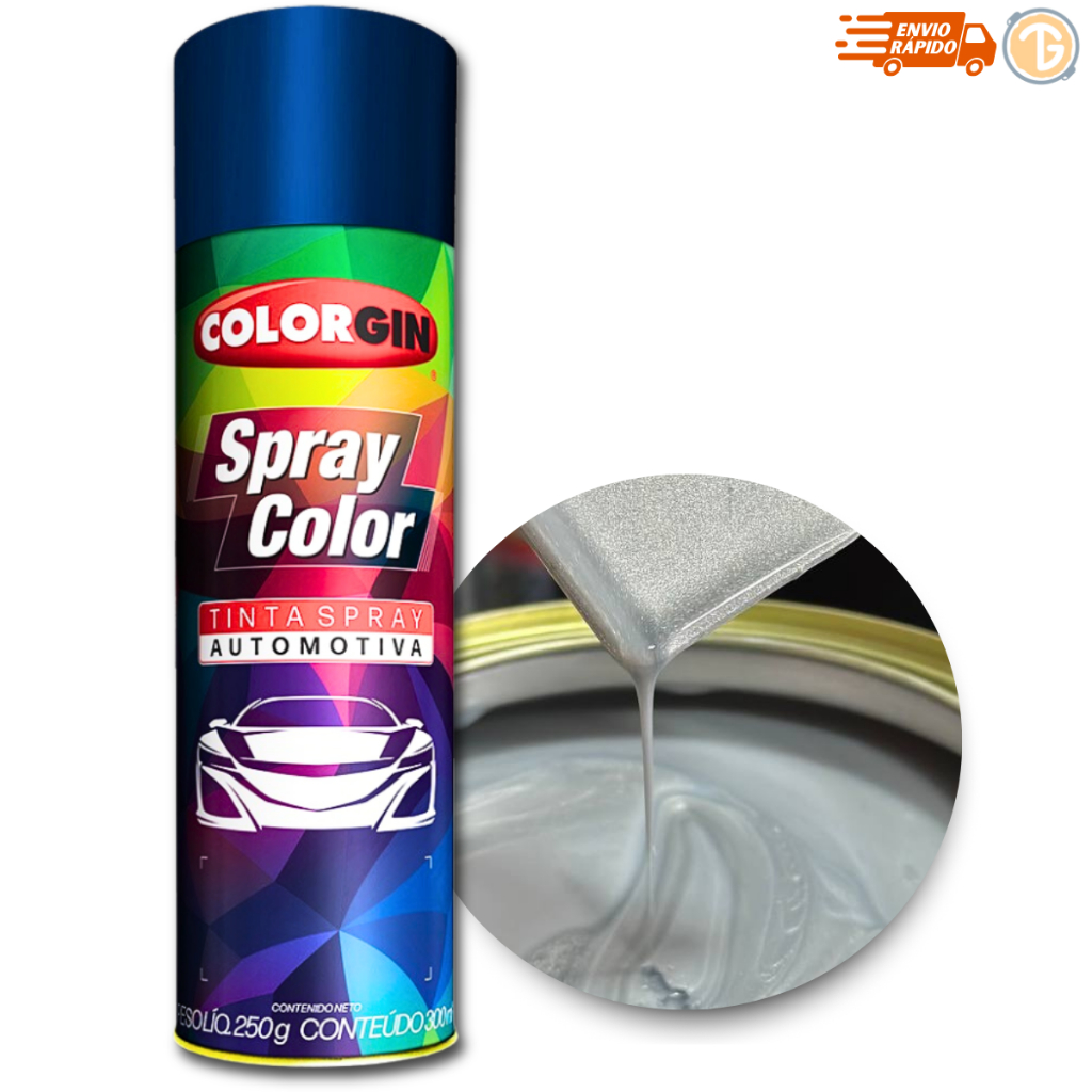 TINTA SPRAY AUTOMOTIVA PRATA COLORGIN LAZZURIL 300ML | Shopee Brasil