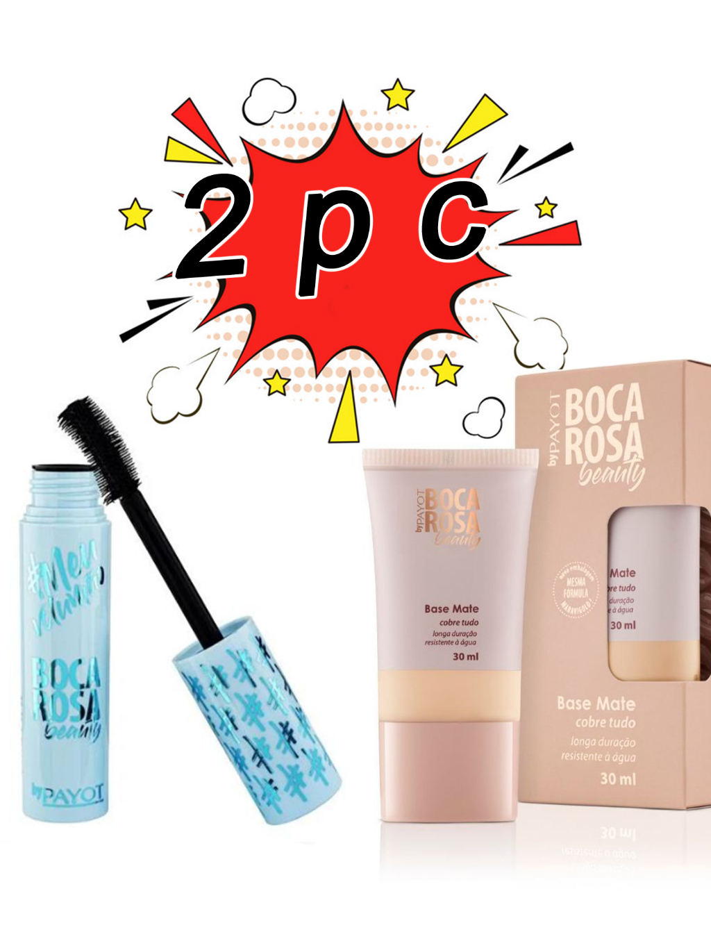 KIT Boca Rosa Base Líquida Matte Perfect + Mascara Para Cilios Boca ...