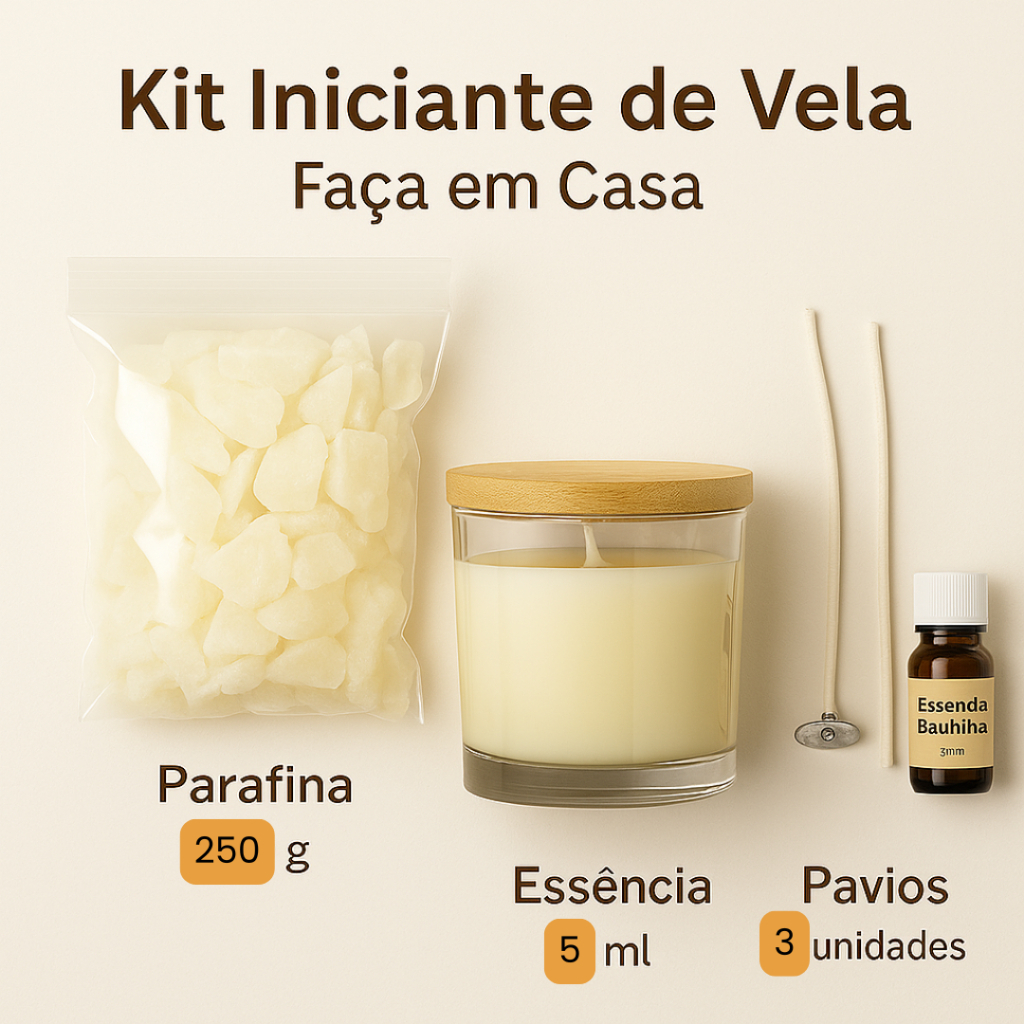 Kit Iniciante p/ Fazer Vela Artesanal – Parafina + Essência + Pavio ...