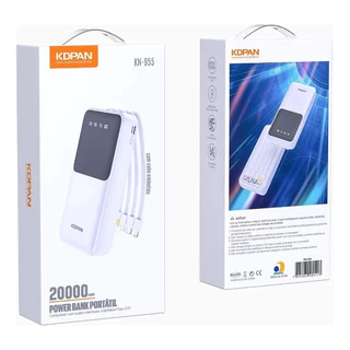Carregador Portátil KN-955 KDPAN, Power Bank 20000mAh, 4 cabos