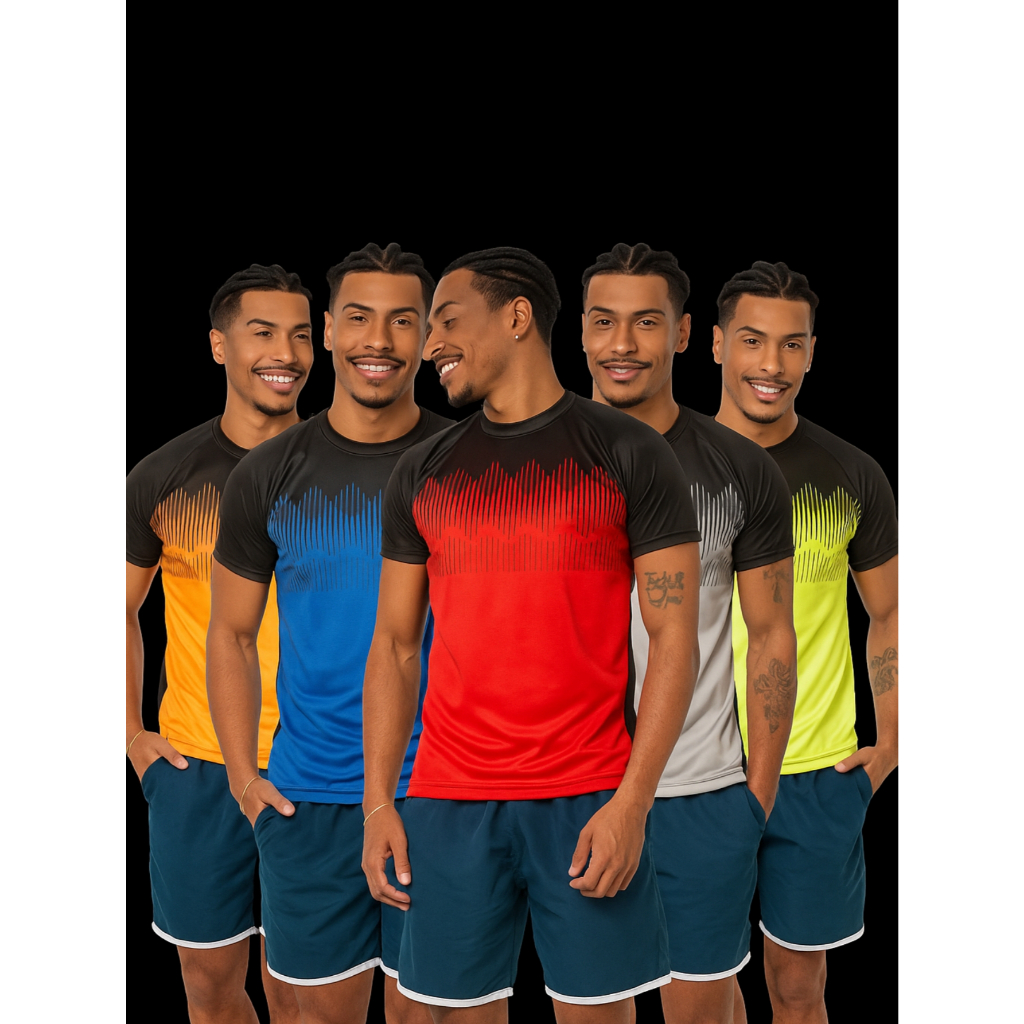 KIT 5 Camisa Masculino DRYFIT Roupa de Academia Para Corrida Musculação ...