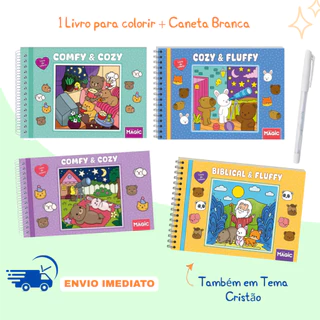 Livro de colorir Bobbie Goods Original Comfy And Fluffy Purple Tiktok + Caneta Branca para Contorno em Oferta na Shopee