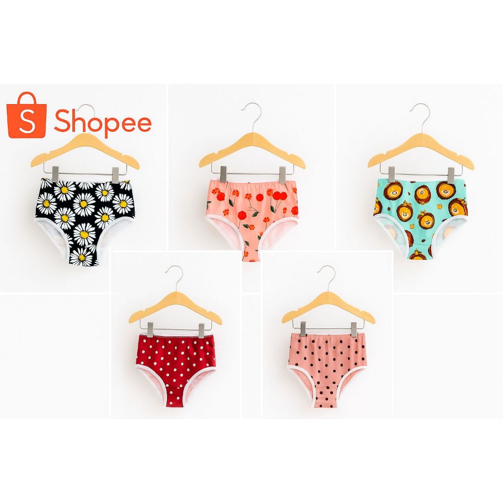 Kit 5 Calcinha Infantil Estampada Calçolinha Confortável Menina Kids