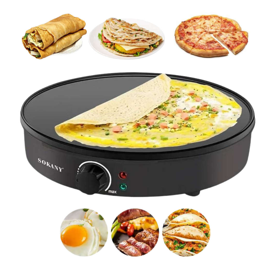 Máquina Elétrica Antiaderente 30cm Crepes, Tapioca, Panqueca