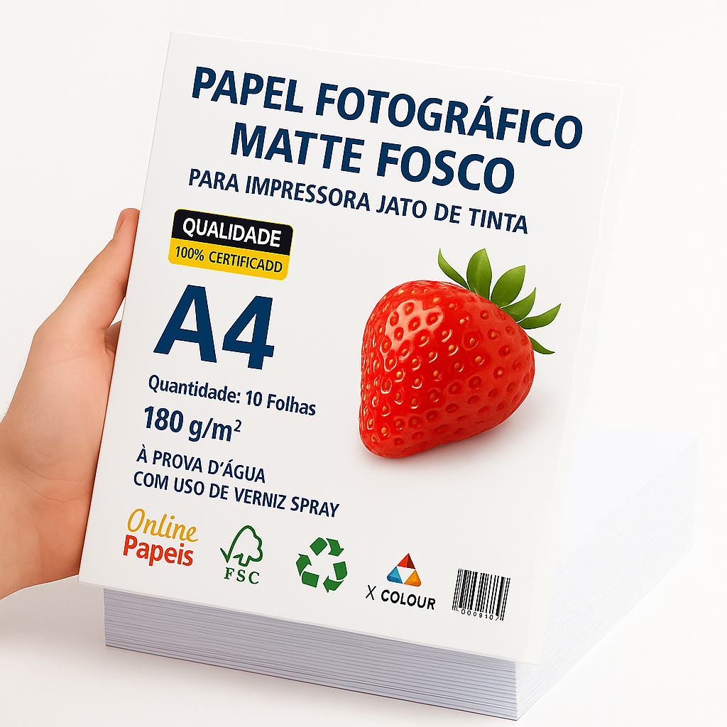 Papel Fotográfico Matte 180g Prova D'água A4 - 10 Folhas Retratos Artes ...