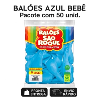 Balão Bexiga Nº 9  Polegadas - Azul Bebê - 50 Unidades - Festa Infantil - Decoração - Aniversário
