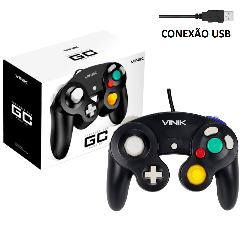 Controle PC USB Modelo Game Cube - Vinik - Joystick Joypad Gamepad / Sistema Retrogaming