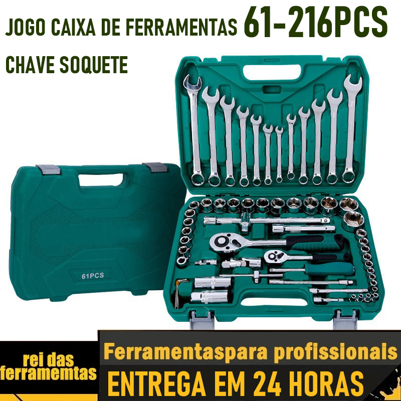 Jogo Maleta De Soquetes Com Catraca 1/2" 61-216 Peças Profissional com Estojo GEELE