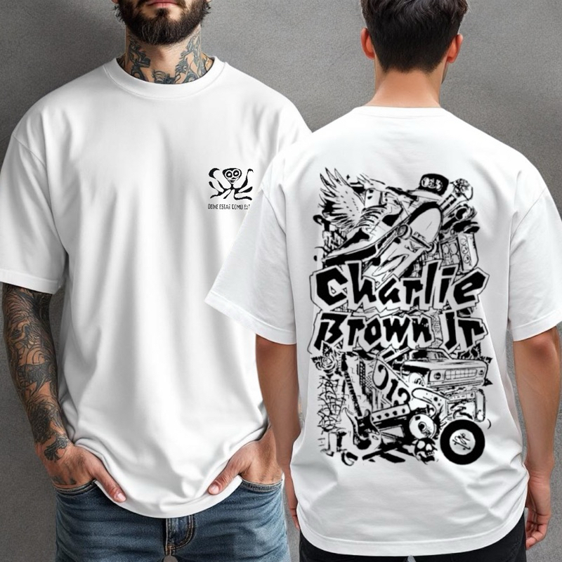 Camiseta Charlie Brown Jr. manga curta Streetwear estilo americano
