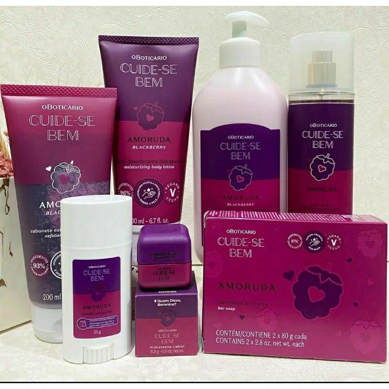 Linha Amoruda Cuide-se Bem O boticário: body splash, bastão antiatrito, balm, hidratante ou sabonete em Oferta na Shopee