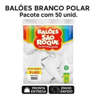 Balão Bexiga Nº 9 Polegadas Branco Polar - 50 Unidades - Festa Infantil - Decoração - Aniversário