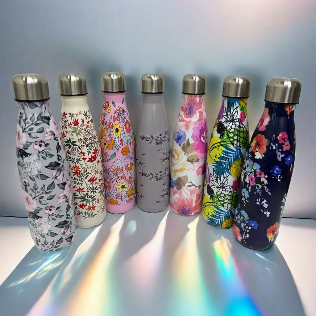 Garrafa Térmica Aço Inox Estampada Floral 500ml Academia Fitness A01