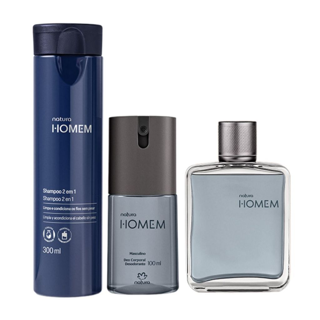 Kit Natura Homem: Perfume + Shampoo+ Body Spray | Shopee Brasil