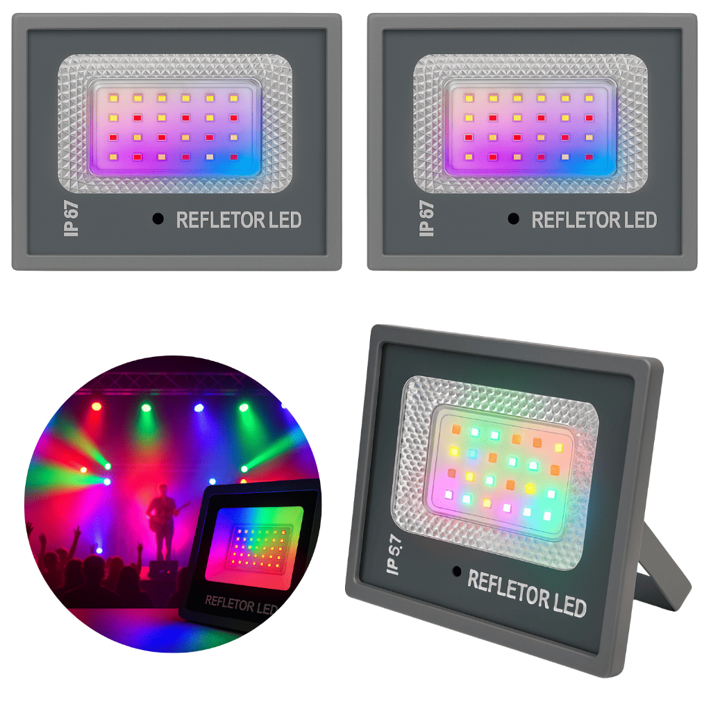 Kit 2 Refletores Led Rgb 100w Colorido Para Fachadas | Shopee Brasil