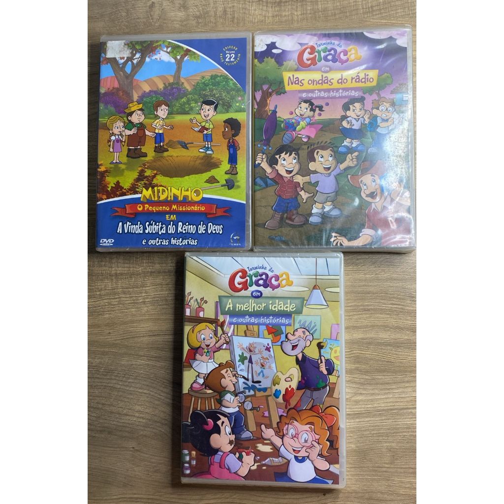 Kit 3 DVDs Infantil Cristão | Mindinho + Turminha da Graça