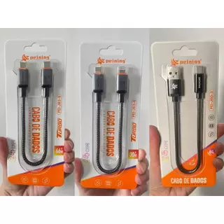 CABO CURTO De 24CM ALTA RESISTÊNCIA Entrada TipoC Ou USB Pra TIPO C E Micro E IOS