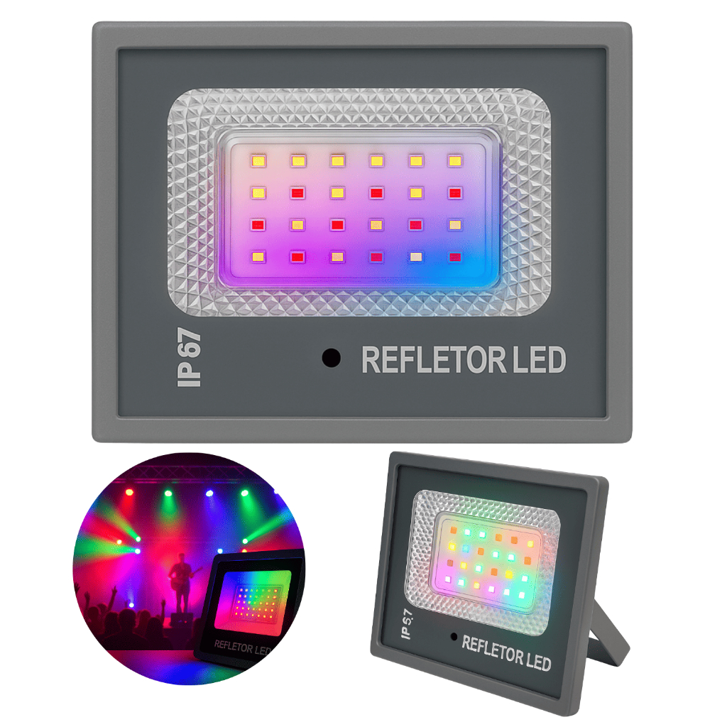 Kit 1 Refletor Led Rgb 50w Colorido Para Ambientes | Shopee Brasil