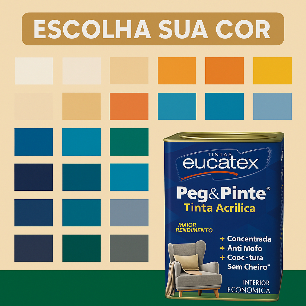 Tinta Acrílica Interna Sem Cheiro Anti Mofo Eucatex 18L | Shopee Brasil
