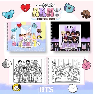Livro de Colorir BTS 50 Folhas 180G Caderno de Desenho Pintura ColoringBook  ARMY Goods KPOP BANGTAN em Oferta na Shopee