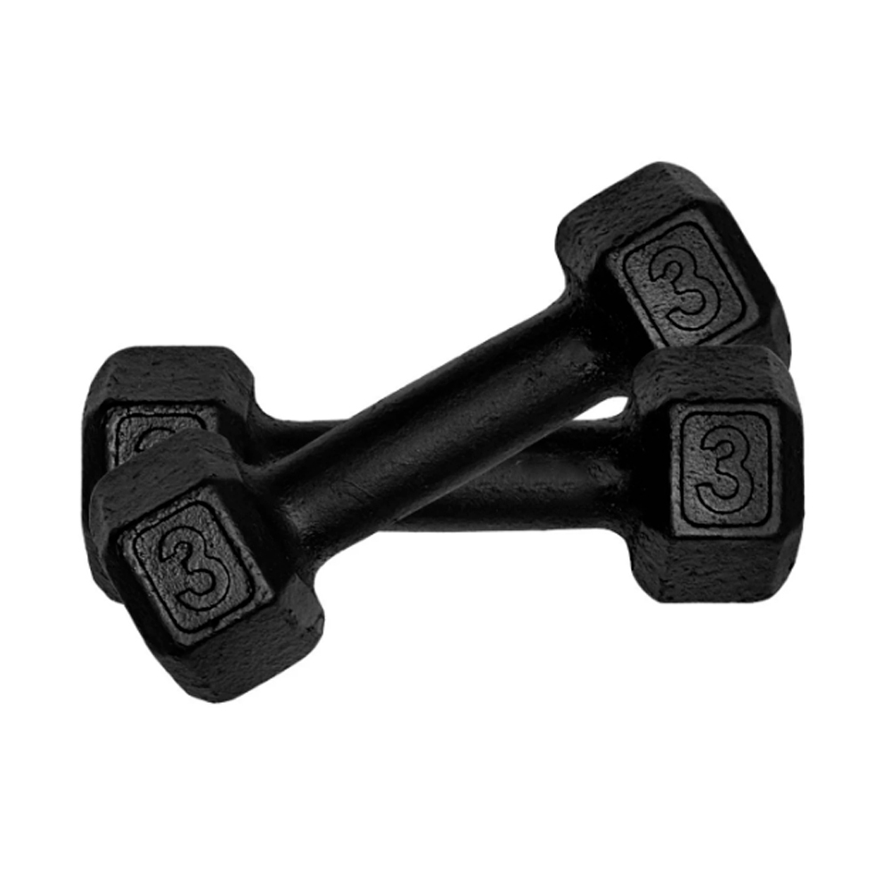 Par Halter Sextavado Pintado 3kg Academia Treino Ferro