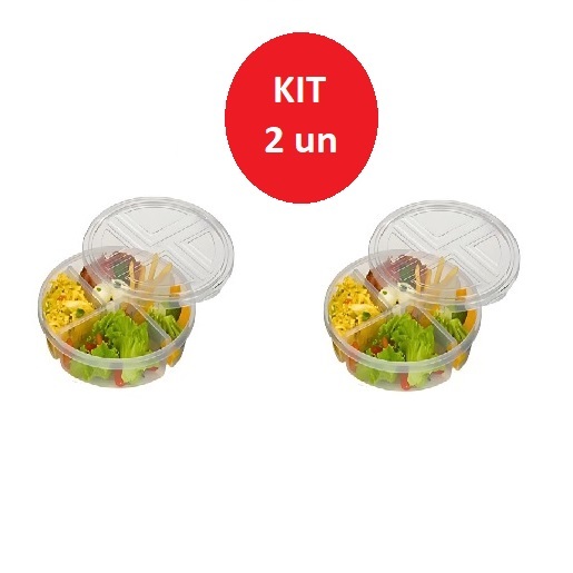 KIT 2 Marmita Conservadora de Alimentos 4 Divisórias 22x5CM 