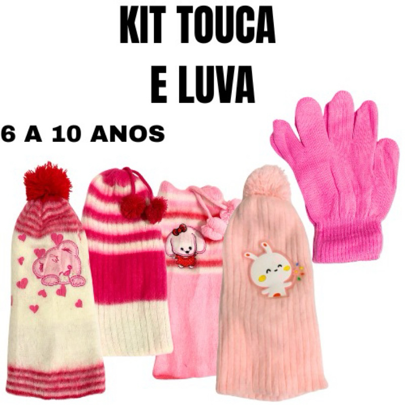 Kit Touca e Luva de frio Infantil Menina, Touca de Frio menina, Luva de ...