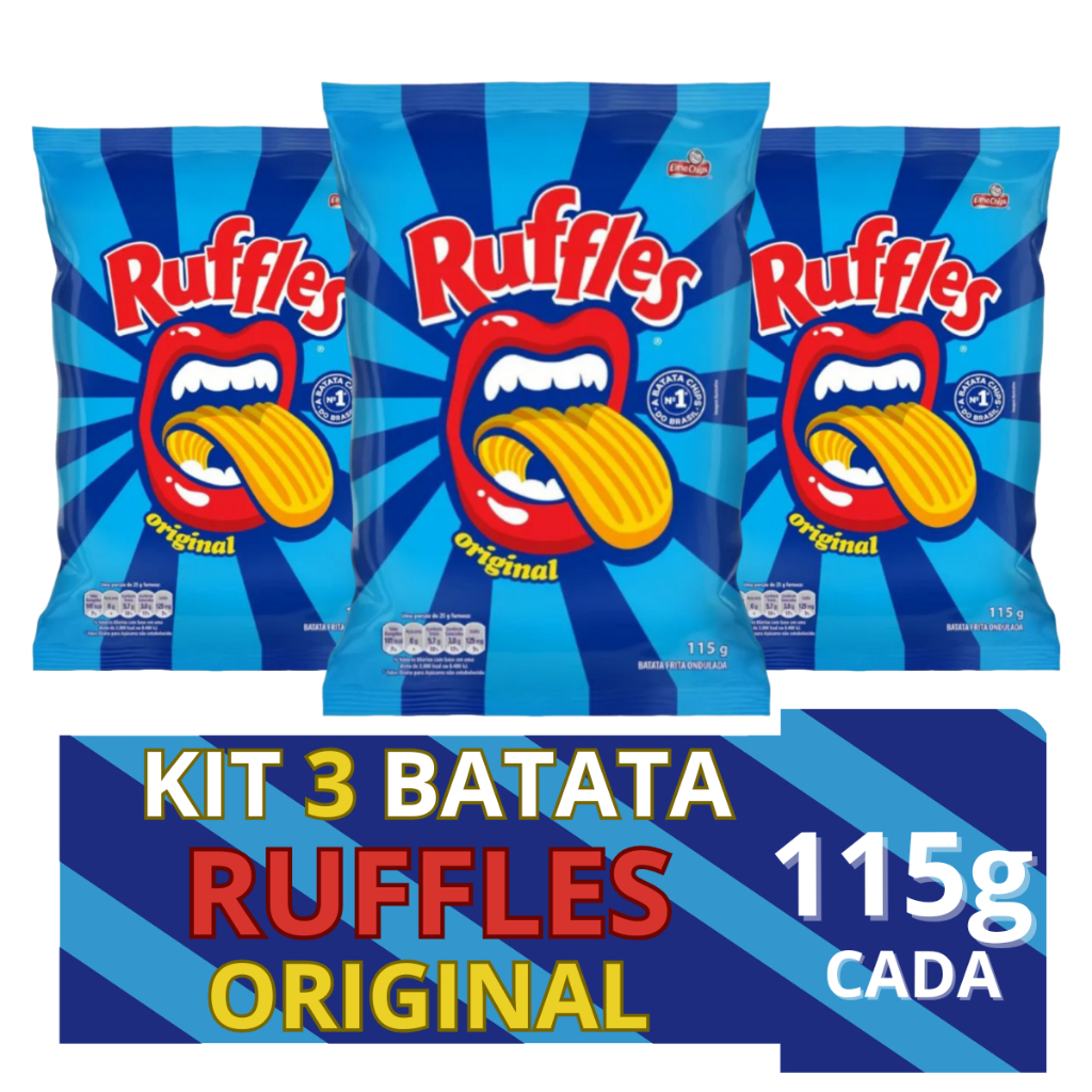 Batata Frita Ondulada Ruffles Original 115g Kit C/3 Unidades Salgadinho ...