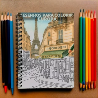 Livro de Colorir para Adultos Cidades da Europa Ilustrações para Relaxar+ Acetato + Brinde exclusivo