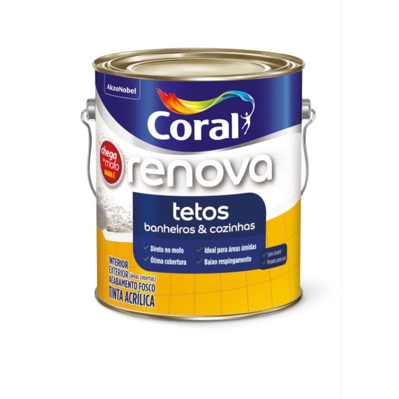 Renova Tetos Anti Mofo Banheiros e Cozinhas Branco 900ml e 3,6L Coral