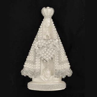 Porta Aliança Nossa Senhora em Pérolas Branco 25cm