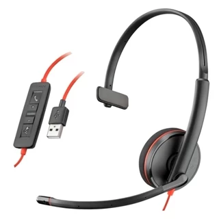 Headset Poly Blackwire 3210 Mono Usb-c com Adaptador Usb-a