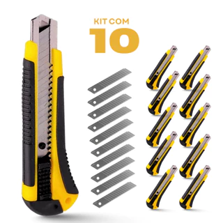 Estilete De Precisão Profissional Kit Com 10 Un + 10 Lâminas