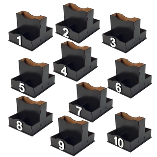10 Porta Guardanapos Sachês Com Divisórias Restaurante em MDF Preto Laqueado