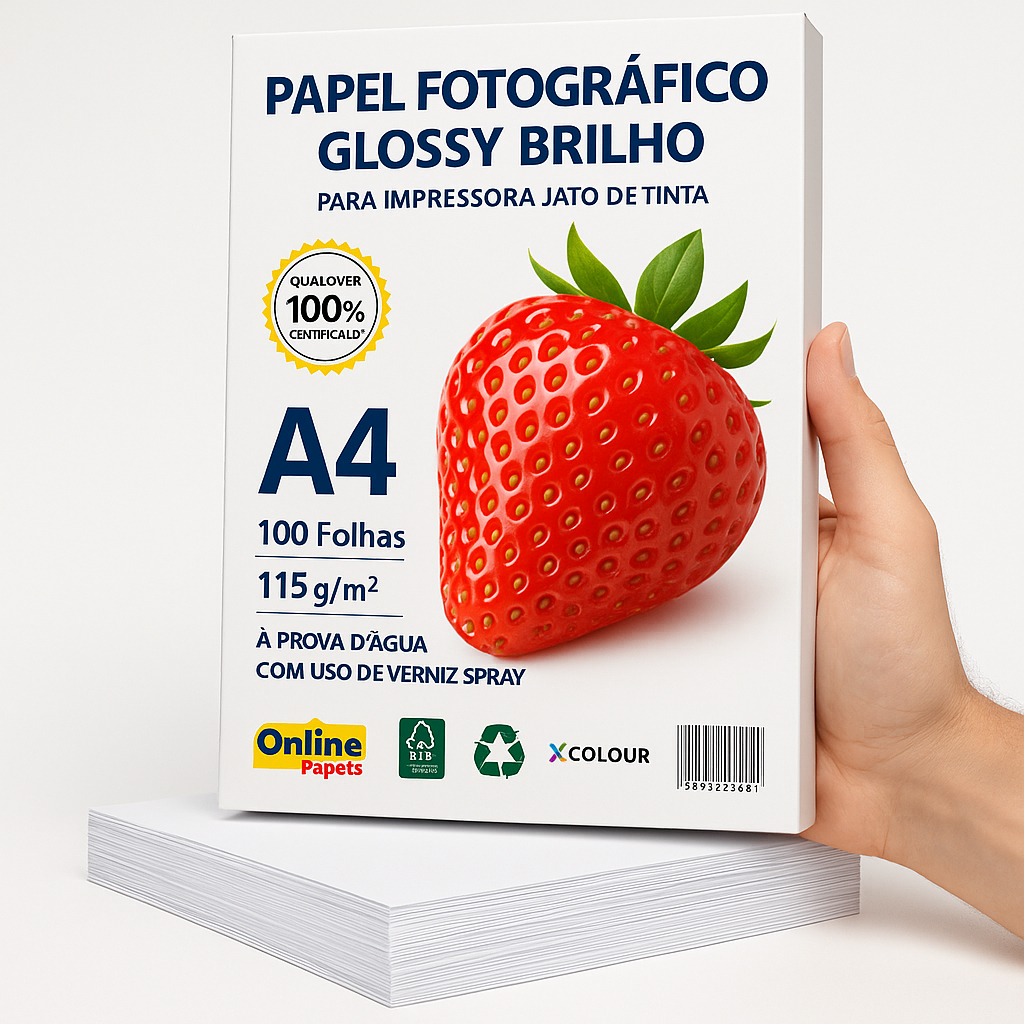 Papel Fotográfico Glossy A4 de 115g pacote com 100 Folhas Premium ...