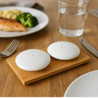 Saleiro e Pimenteiro Moderno e Elegante em Ceramica branco