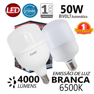 Kit 2 Lâmpadas Super Bulbo Alta Potência Led 50w 6500k Avant Luz Branco-frio 127/220