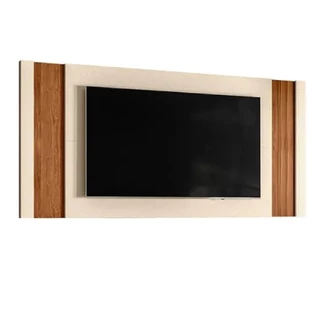 Painel MDP TV Até 60" Painel Real Cor Perola MetalizadoCom Detalhes Em Amêndoa Sala Moderna em Oferta na Shopee