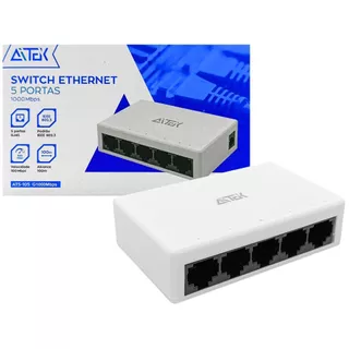 Switch Ethernet 5 Portas RJ45 de 1000Mbps 5V para Alta Velocidade Transmissão 100m - Aitek ATS-105G