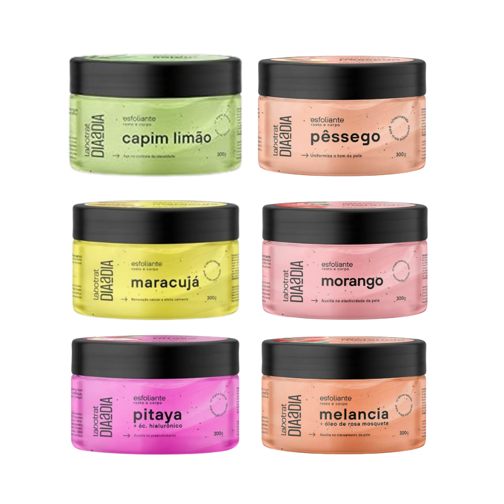 Esfoliante Corporal Labotrat 300g Dia a Dia Pêssego Morango Pitaya Melancia Maracujá Capim Limão