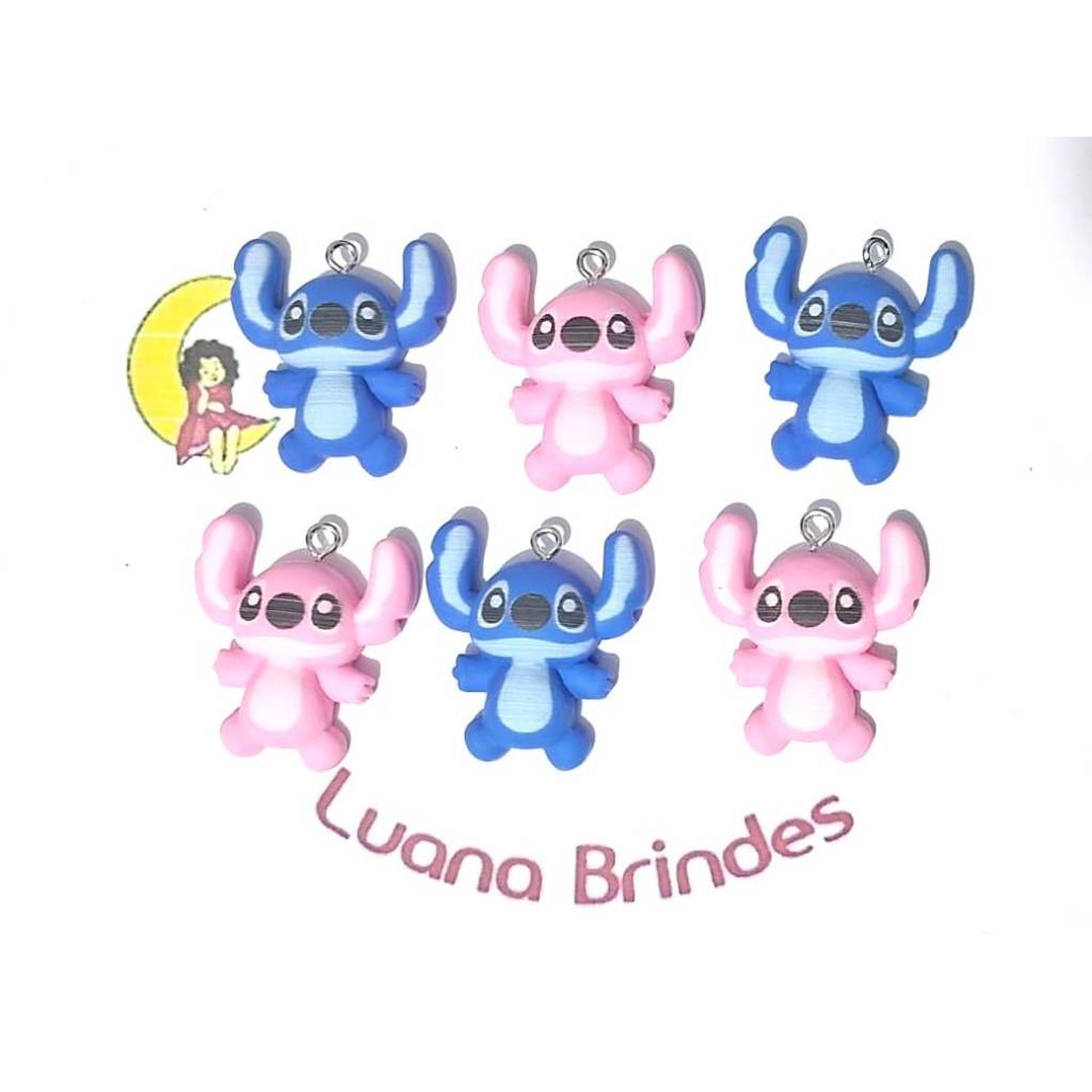 Pingente Stitch e Angel Resina 3cm Pacote com 6 Unidades | Shopee Brasil