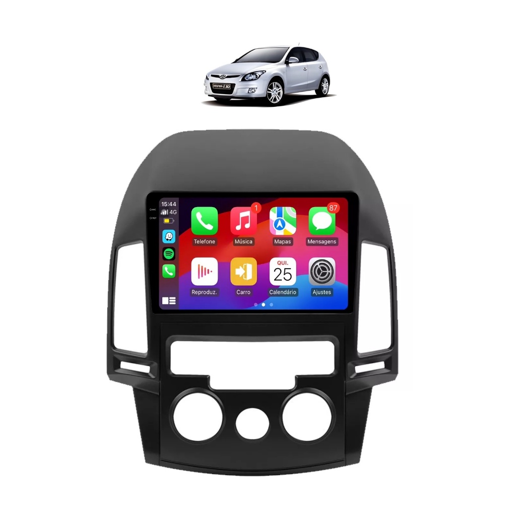Kit Multimidia I30 2009 / 2012 Ar Analogico Carplay AndroidAuto 9 Pol ...