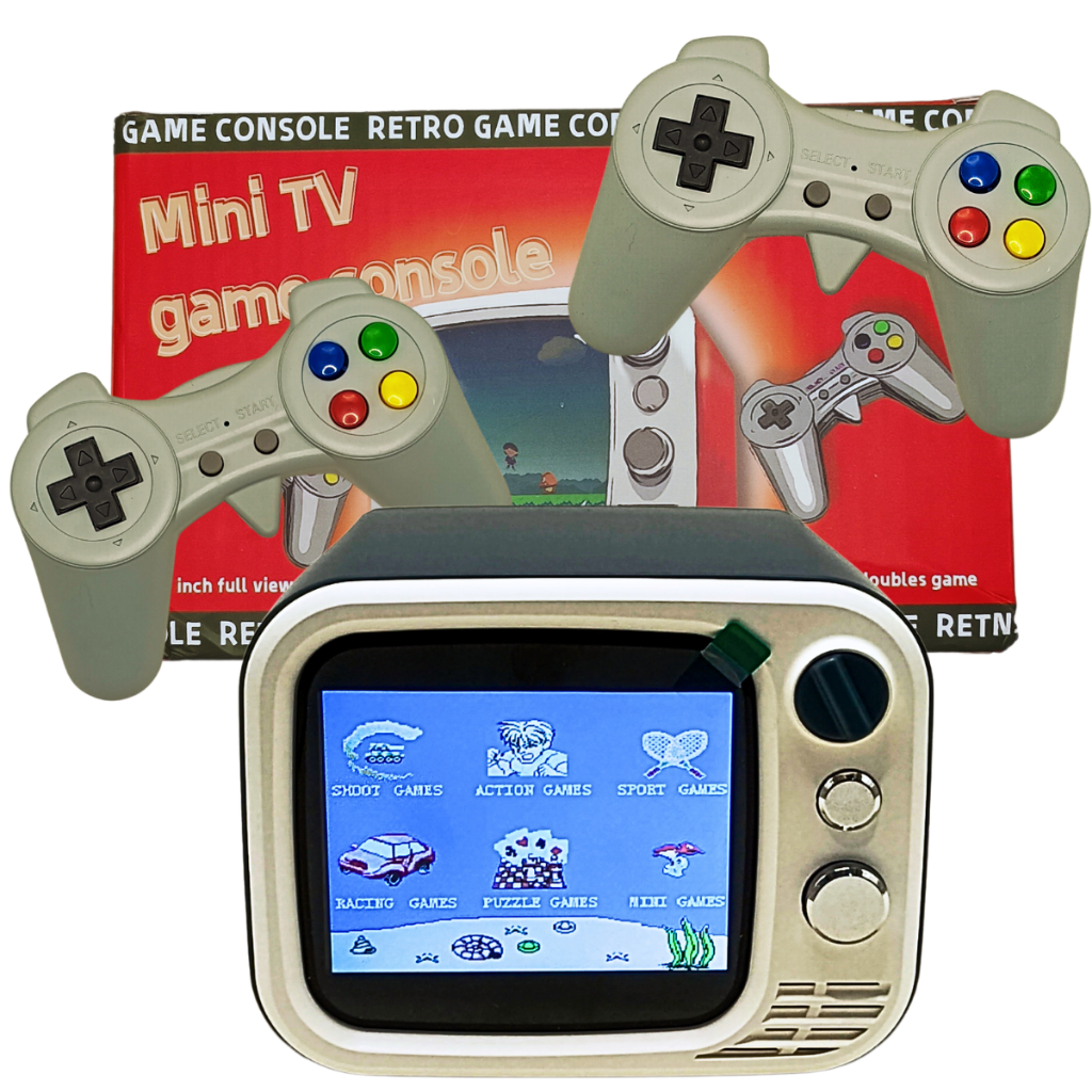 MINI TV GAME CONSOLE H7 3,5" SAÍDA AV CONEXÃO TV TRADICIONAL 749 JOGOS