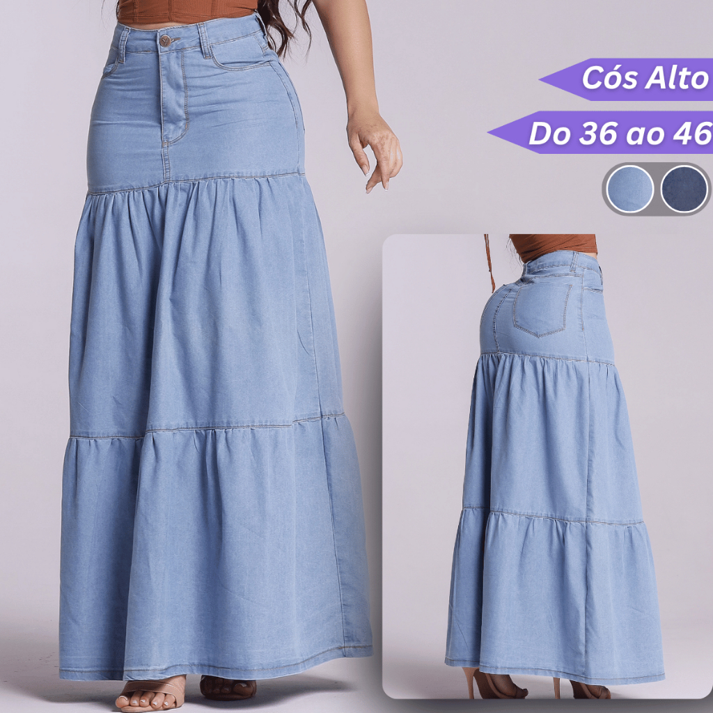Saia Jeans Longa Saia Cos Alto Longa Saia Jeans Longa Antonia