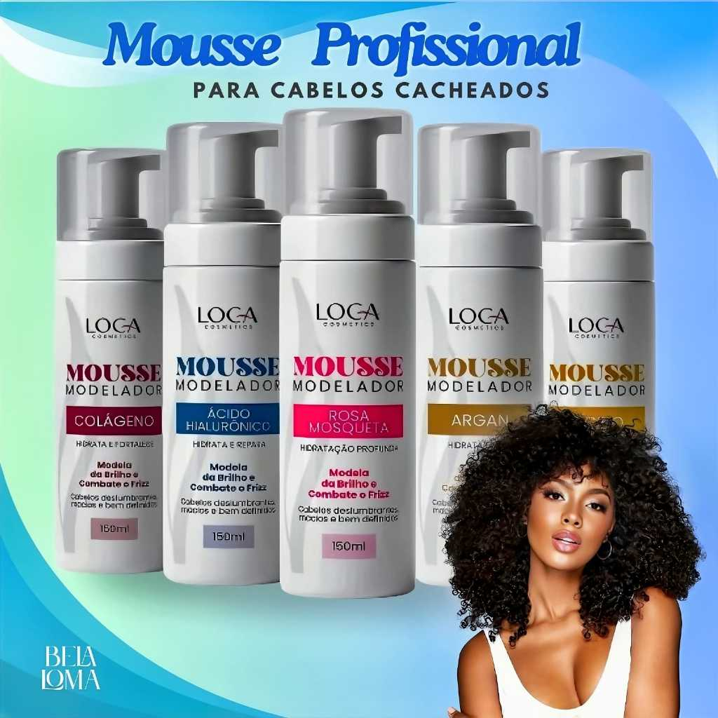 Mousse Modelador Profissional Cabelos Cacheados , Tranças e Penteados ...